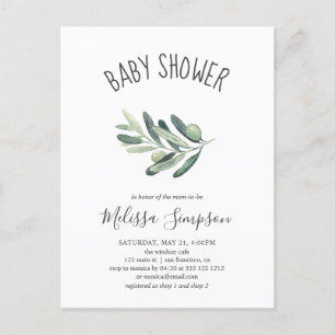 Greenery Olive Baby Shower Invitation Postcard
