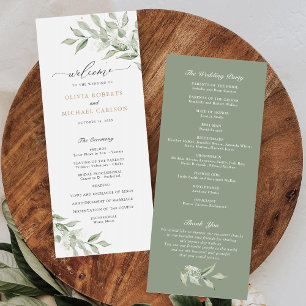 Greenery Olive Branch Baby's Breath Gold Wedding Program