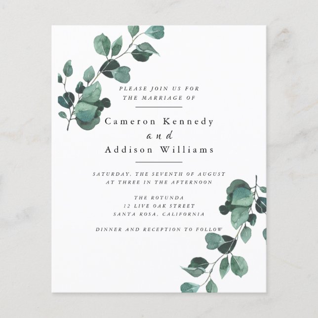 Greenery Olive Branches, Olive Tree Wedding Flyer (Front)
