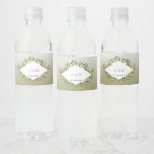 Greenery Olive Gradient Water Bottle Label