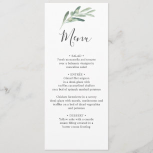 Greenery Olive Wedding Menu