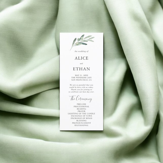 Greenery Olive Wedding Program (Creator Uploaded)