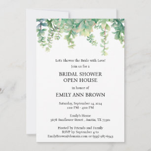 Greenery Open House Bridal Shower  Invitation