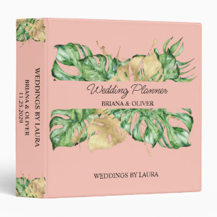 Greenery Palm Gold Peach Tropical Wedding Planner Binder