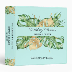 Greenery Palm Gold Teal Tropical Wedding Planner Binder