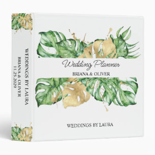 Greenery Palm Gold White Tropical Wedding Planner Binder