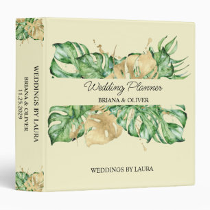 Greenery Palm Gold Yellow Tropical Wedding Planner Binder