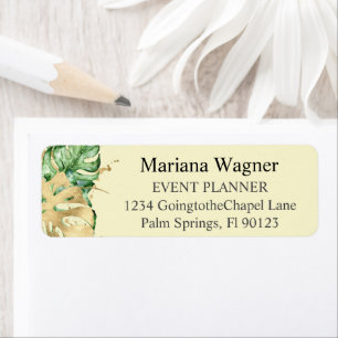 Greenery Palm Leaves Gold on Yellow Business