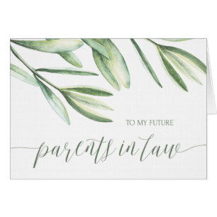 Greenery Parents in Law on my Wedding Day Card