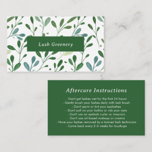 Greenery Pattern Modern Aftercare Instructions Business Card