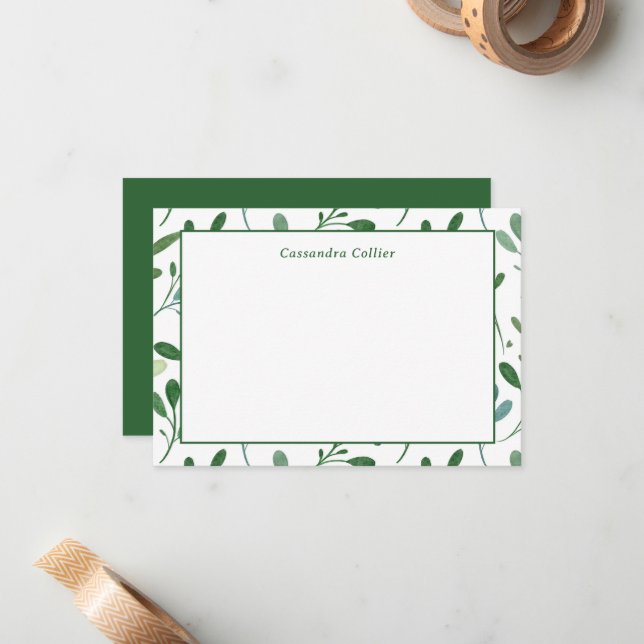 Greenery Pattern Modern Card (Front/Back In Situ)