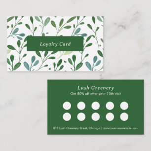 Greenery Pattern Modern Loyalty Card