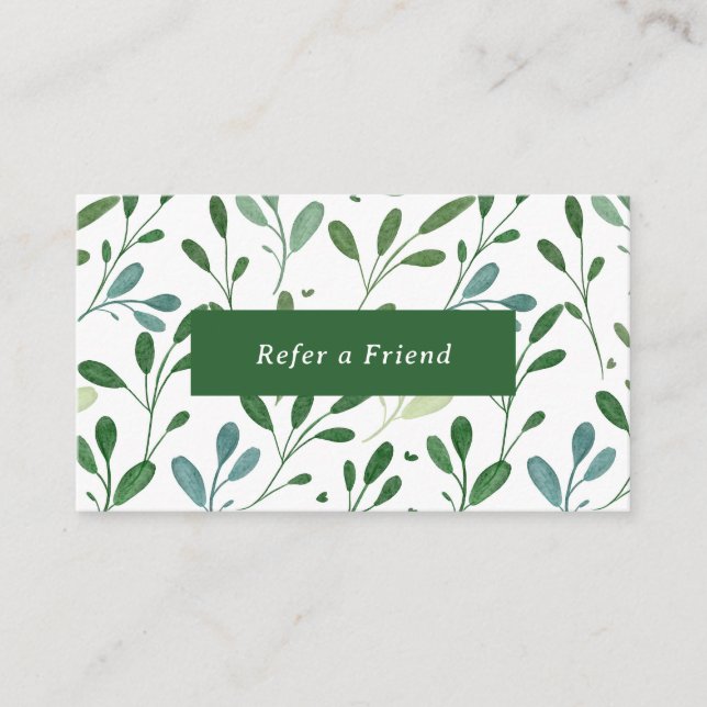 Greenery Pattern Modern Referral Card (Front)