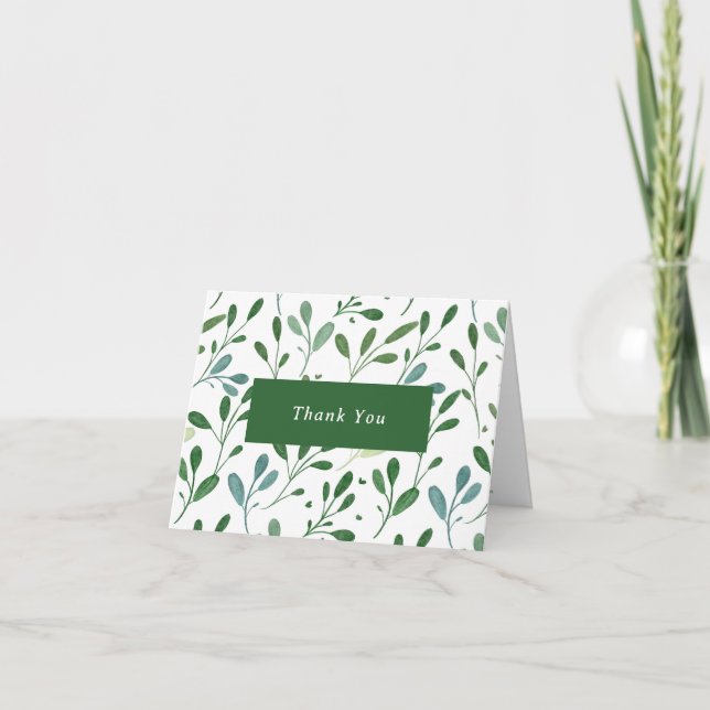 Greenery Pattern Modern Thank You Card (Front)