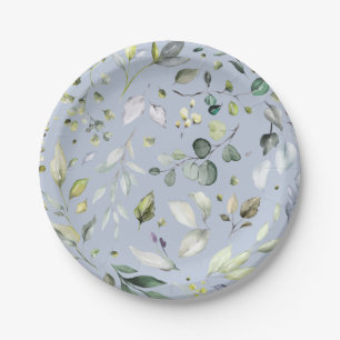 Greenery Pattern Watercolor Bridal Shower  Paper Plate