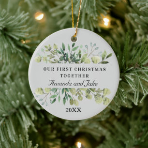 Greenery Personalized Couples Ornament