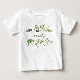 Greenery Personalized Name Baby T-Shirt