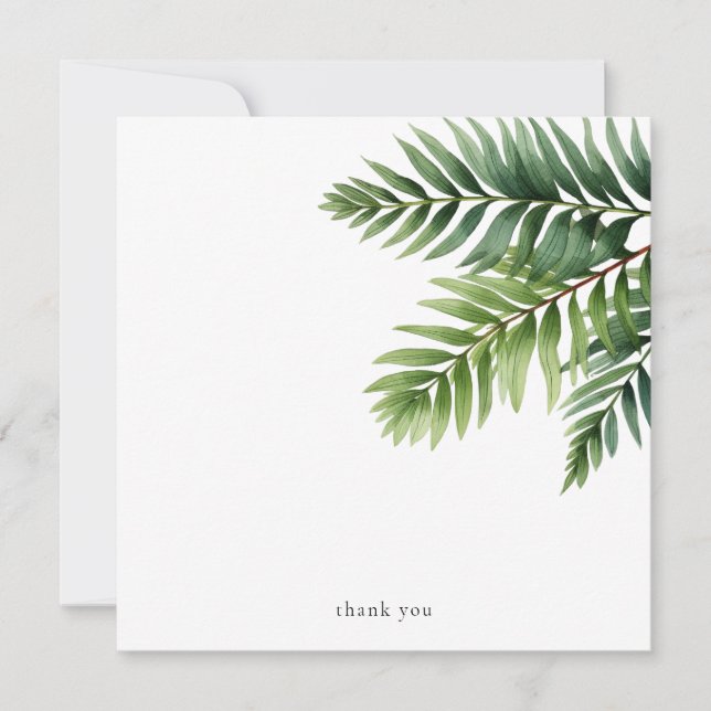 Greenery Personalized Square Thank You Card (Front)
