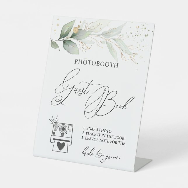 Greenery Photo Guest Book Sign Pedestal (Front)