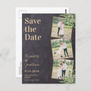 Greenery Photo QR Code Slate Wedding Save The Date Postcard