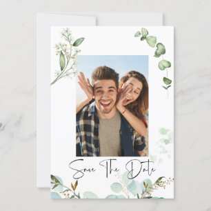 Greenery Photo Save The Date Invitation