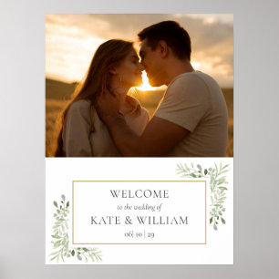 Greenery Photo Wedding Welcome Sign