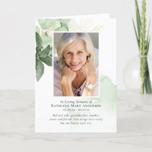 Greenery Photos Folded Funeral Program