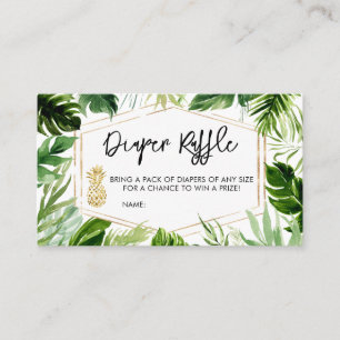 Greenery Pineapple Baby Shower Diaper Raffle Business Card