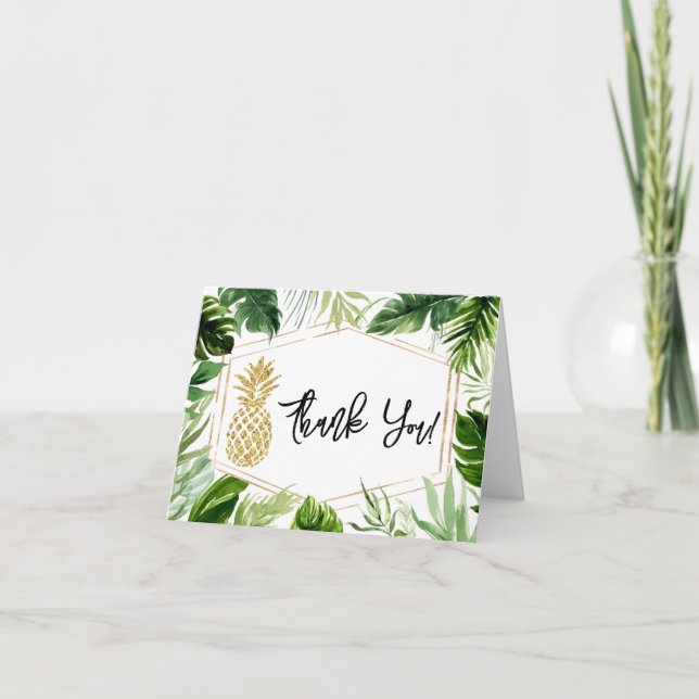 Greenery Pineapple Baby Shower Thank You Card (Front)