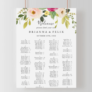 Greenery Pink Blush Alphabetical Seating Chart