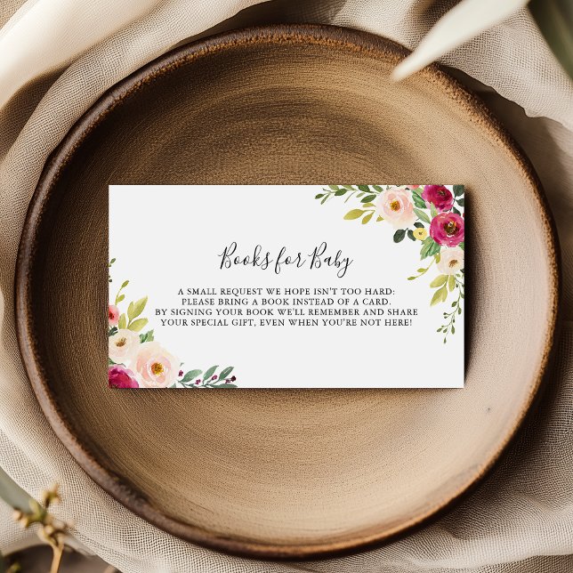Greenery Pink Blush Baby Shower Book Request Enclosure Card (Creator Uploaded)