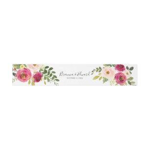Greenery Pink Blush Floral Wedding Invitation Belly Band
