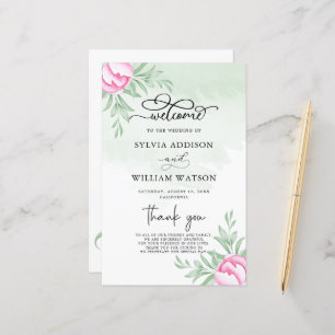 Greenery Pink Flowers Gold Modern Wedding Ceremony