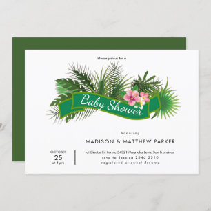 Greenery Pink Flowers Invitation