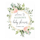 Greenery pink girl baby shower welcome sign
