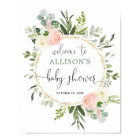 Greenery pink girl baby shower welcome sign