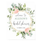 Greenery pink gold bridal shower welcome sign