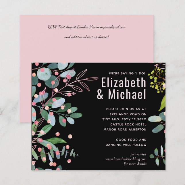 Greenery Pink Modern Wedding (Front/Back)