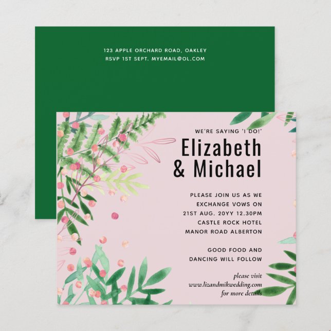 Greenery Pink Modern Wedding (Front/Back)