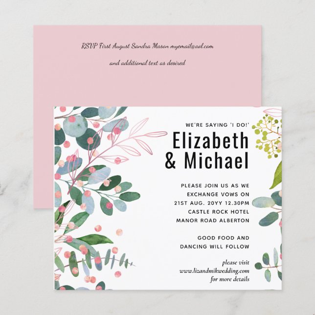 Greenery Pink Modern Wedding (Front/Back)