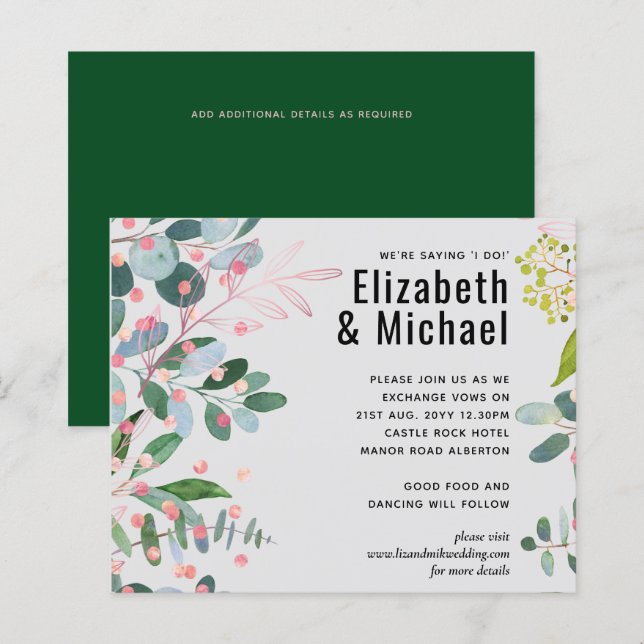Greenery Pink Modern Wedding (Front/Back)