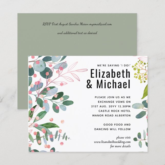 Greenery Pink Modern Wedding (Front/Back)