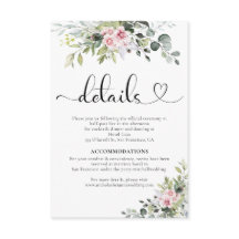 Greenery Pink Rose Wedding Enclosure Card