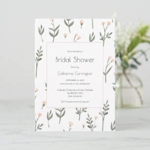 Greenery Pink Watercolor Floral Bridal Shower Invitation