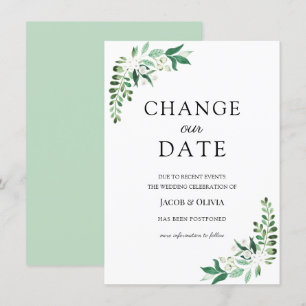 Greenery Postponed Wedding Announcement