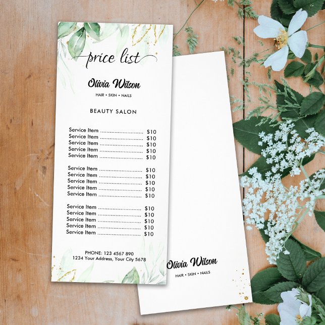 Greenery Price List Rack Card (Creator Uploaded)
