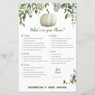 Greenery Pumpkin Baby Shower Game PRINTED