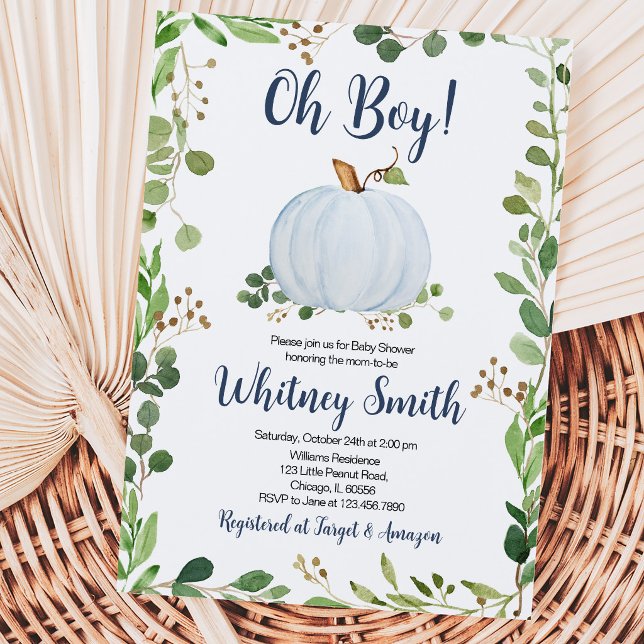Greenery Pumpkin Baby Shower Invitation (Creator Uploaded)