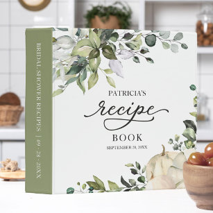 Greenery Pumpkin Bridal Shower Recipe Book Binder
