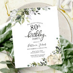 Greenery Pumpkin Budget 80th Birthday Invitation<br><div class="desc">Greenery eucalyptus watercolor,  pumpkin fall-themed birthday party invitation. Easy to personalize with your details. Please get in touch with me via chat if you have questions about the artwork or need customization. PLEASE NOTE: For assistance on orders,  shipping,  product information,  etc.,  contact Zazzle Customer Care directly.</div>